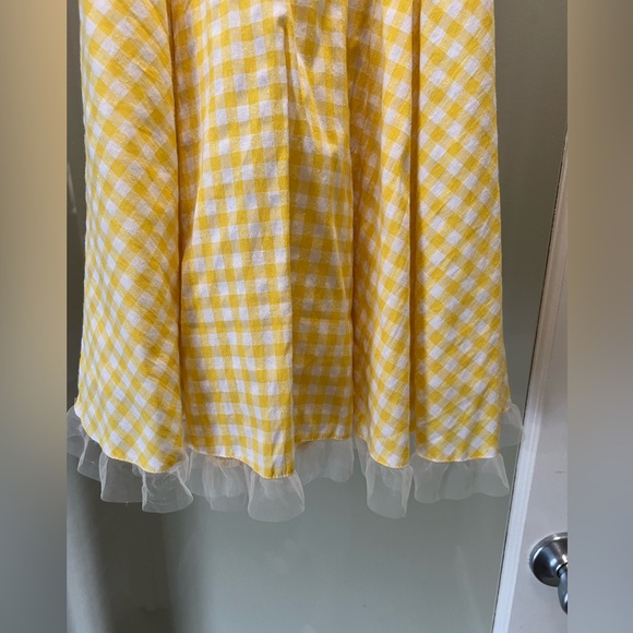 Yurmining checkered, yellow and white dress, size 12-14 - Picture 3 of 3
